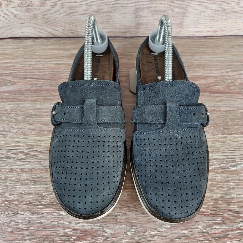 Merrell Around Town Slip On Shoes Women's Size 9 Nubuck Air Navy Loafers Mules